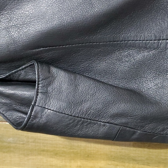 REM GARSON LITTLE BLACK LEATHER DRESS CLASSIC BOLD MOTO STATEMENT - Picture 6 of 10